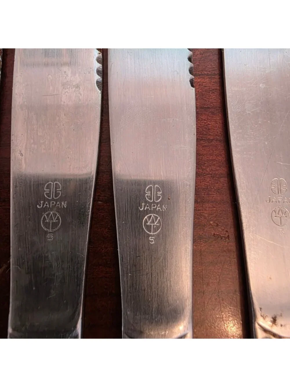 Set Of 4 Vintage Stainless Steel Serrated Knives Floral Handle Japan 8